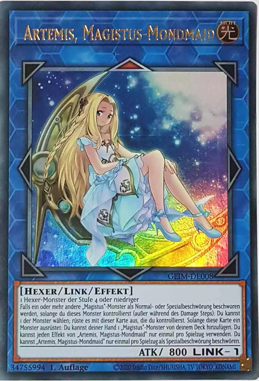 Artemis, Magistus-Mondmaid GEIM-DE008 ist in Ultra Rare Yu-Gi-Oh Karte aus Genesis Impact 1. Auflage