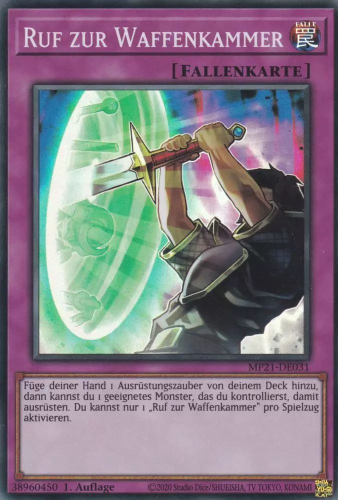 Ruf zur Waffenkammer MP21-DE031 ist in Super Rare Yu-Gi-Oh Karte aus Tin of Ancient Battles 1.Auflage