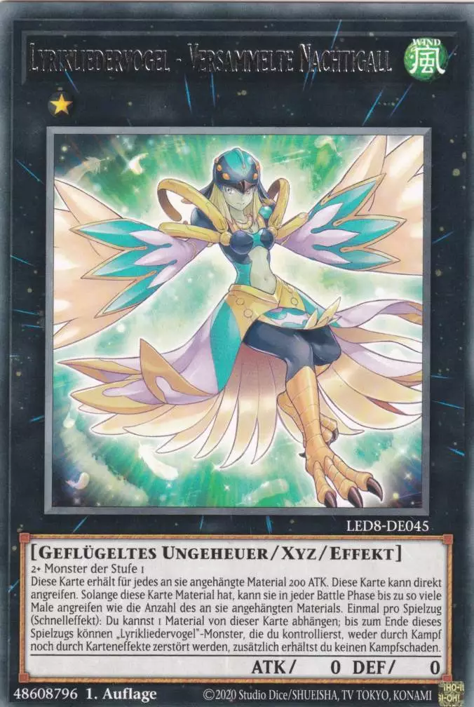 Lyrikliedervogel - Versammelte Nachtigall LED8-DE045 ist in Rare Yu-Gi-Oh Karte aus Legendary Duelists Synchro Storm 1.Auflage