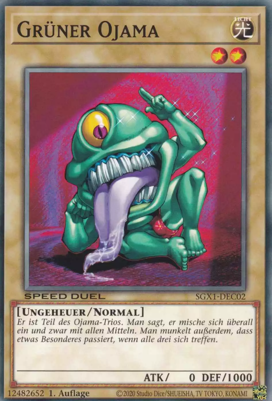 Grüner Ojama SGX1-DEC02 ist in Common Yu-Gi-Oh Karte aus Speed Duel GX Duel Academy Box 1.Auflage