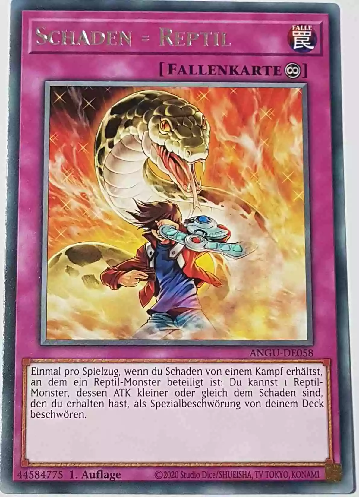 angu-de058-schaden-reptil-rare-ancient-guardians Schaden = Reptil ANGU-DE058 ist in Rare Yu-Gi-Oh Karte aus Ancient Guardians 1.Auflage