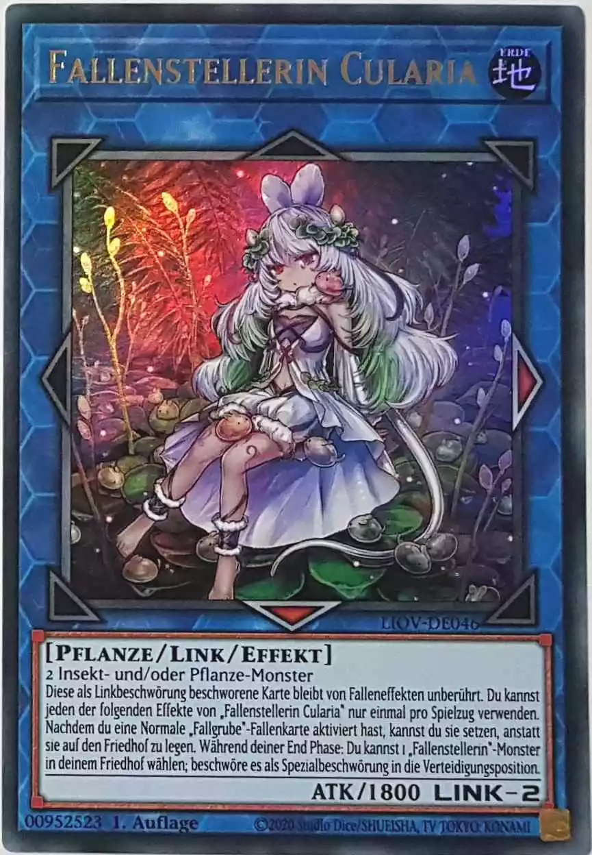 Fallenstellerin Cularia LIOV-DE046 ist in Ultra Rare Yu-Gi-Oh Karte aus Lightning Overdrive 1.Auflage