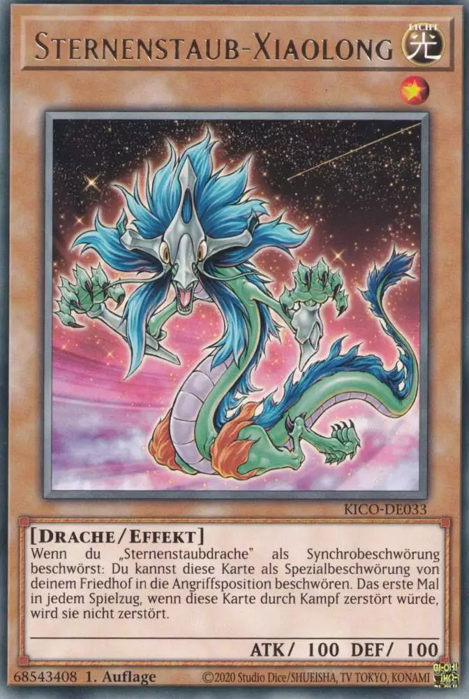 Sternenstaub-Xiaolong KICO-DE033 ist in Rare Yu-Gi-Oh Karte aus King's Court 1.Auflage