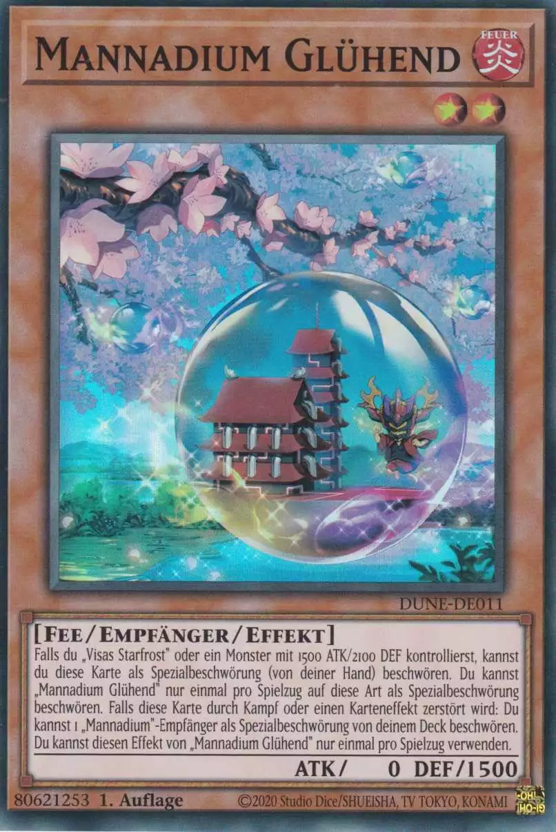 Mannadium Glühend DUNE-DE011 ist in Super Rare Yu-Gi-Oh Karte aus Duelist Nexus 1.Auflage