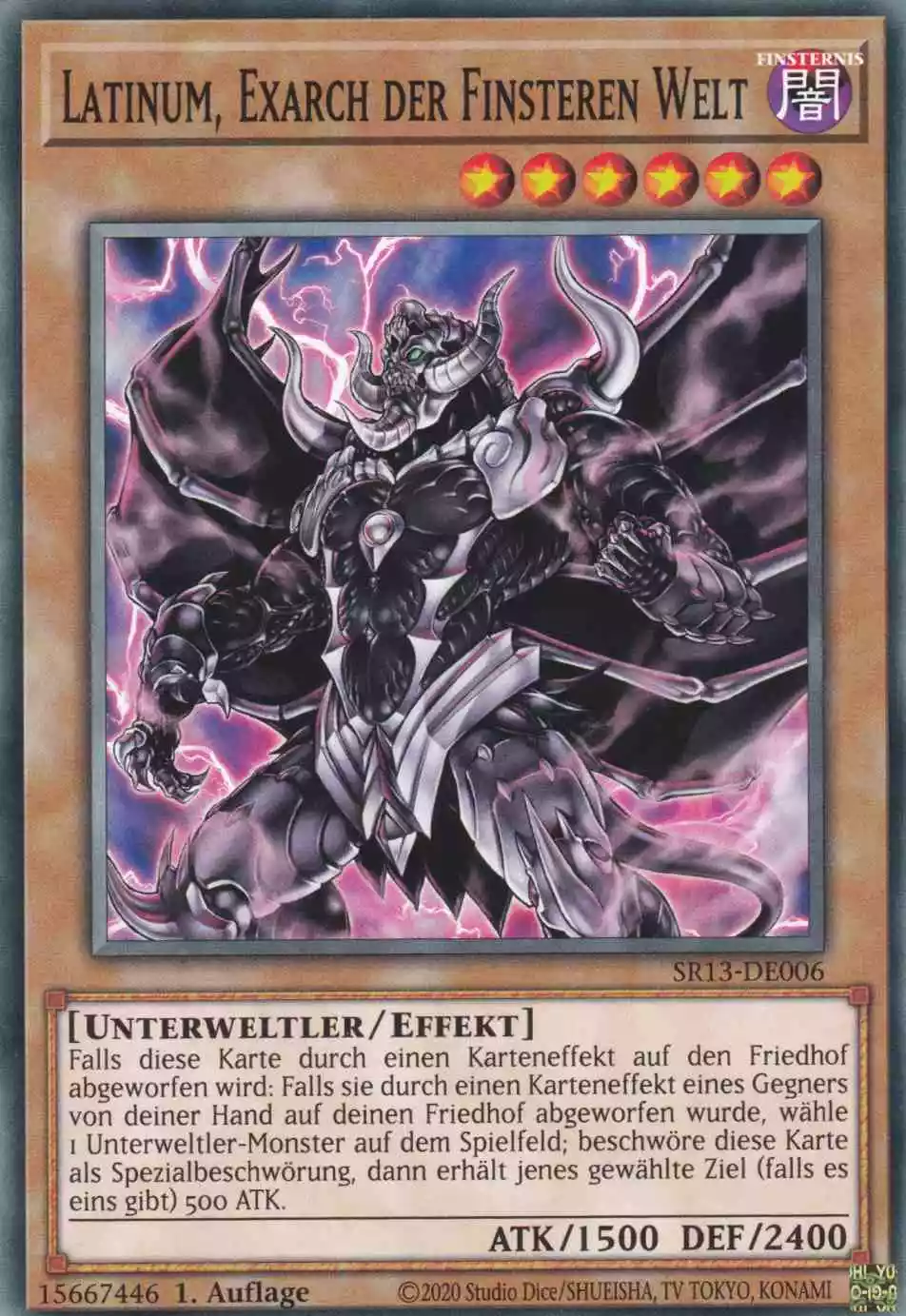 Latinum, Exarch der Finsteren Welt SR13-DE006 ist in Common Yu-Gi-Oh Karte aus Dark World 1.Auflage