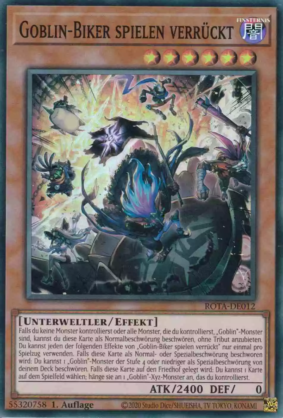 Goblin-Biker spielen verrückt ROTA-DE012 ist in Super Rare Yu-Gi-Oh Karte aus Rage of the Abyss 1.Auflage