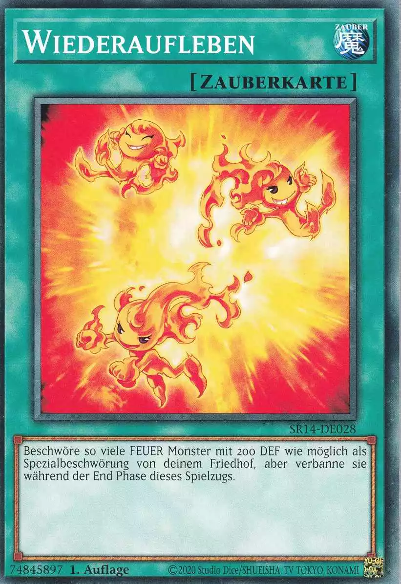 Wiederaufleben SR14-DE028 ist in Common Yu-Gi-Oh Karte aus Fire Kings 1.Auflage