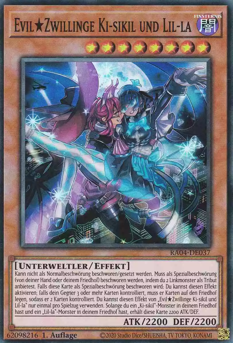 Evil★Zwillinge Ki-sikil und Lil-la RA04-DE037 ist in Super Rare Yu-Gi-Oh Karte aus Quarter Century Stampede 1.Auflage