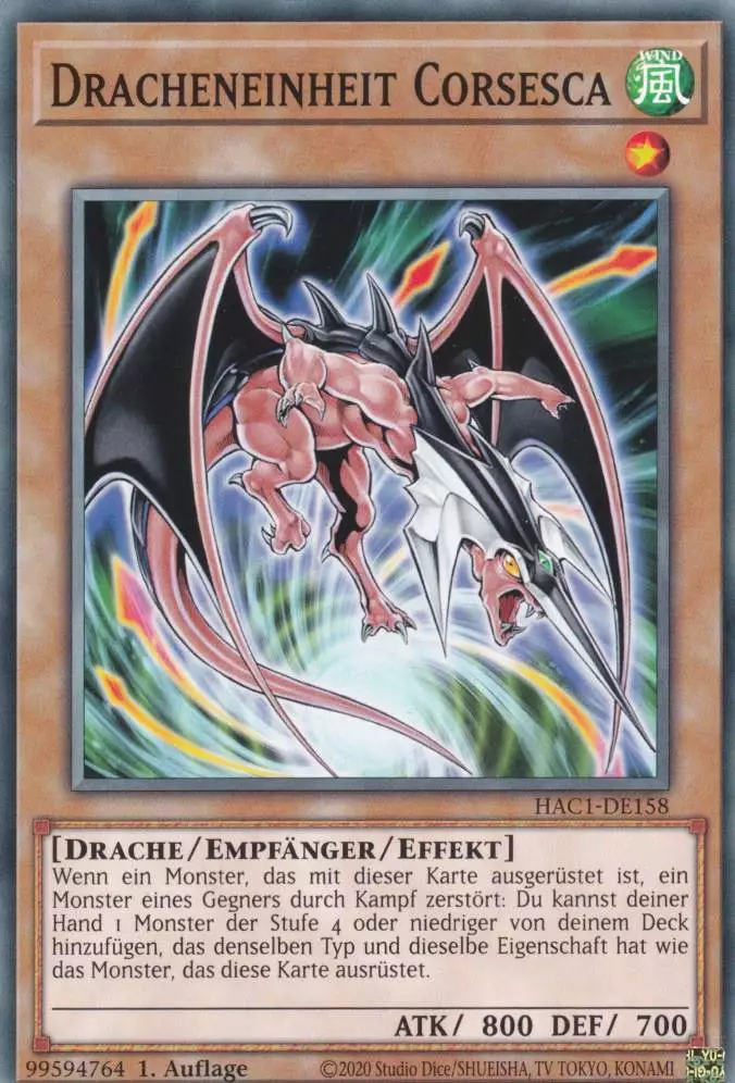 Dracheneinheit Corsesca HAC1-DE158 ist in Common Yu-Gi-Oh Karte aus Hidden Arsenal Chapter 1 1.Auflage