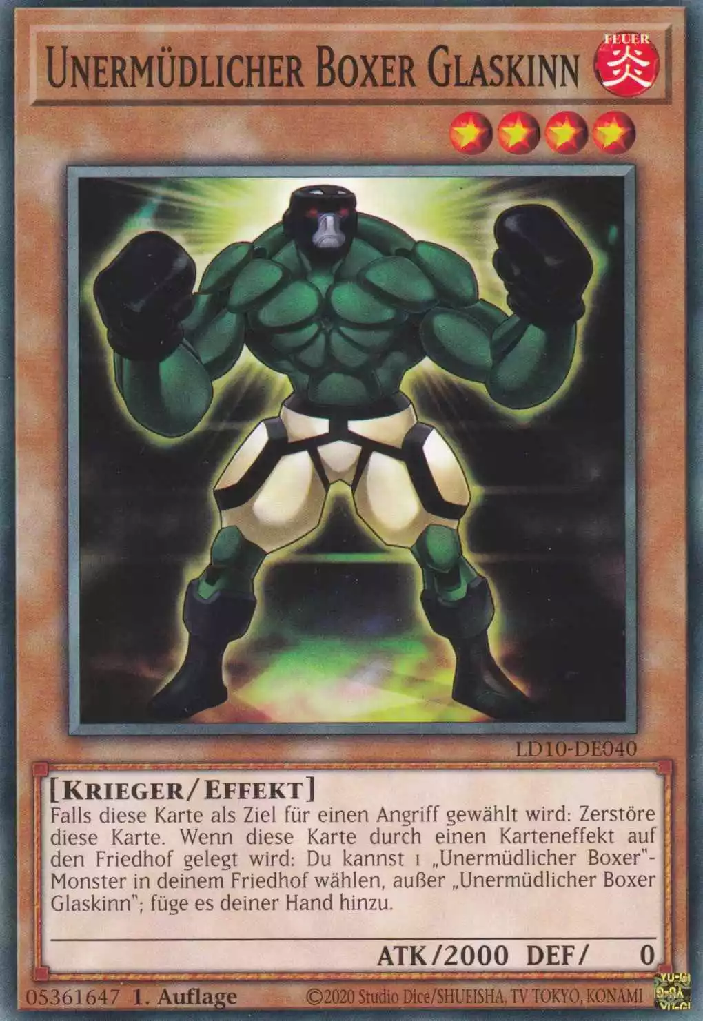 Unermüdlicher Boxer Glaskinn LD10-DE040 ist in Common Yu-Gi-Oh Karte aus Legendary Duelists Soulburning Volcano 1.Auflage