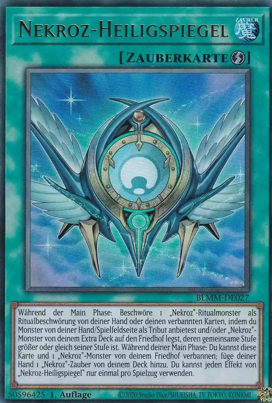 Nekroz-Heiligspiegel Ultra Rare BLMM-DE027 Yugioh Karte Nekroz-Heiligspiegel BLMM-DE027 ist in Ultra Rare Yu-Gi-Oh Karte aus Battles of Legend Monster Mayhem 1.Auflage