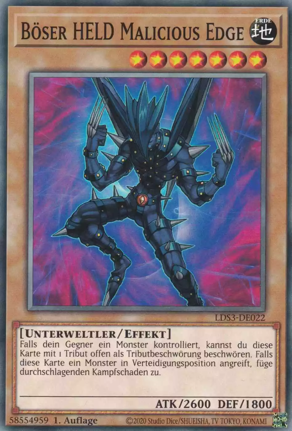 Böser HELD Malicious Edge LDS3-DE022 ist in Common Yu-Gi-Oh Karte aus Legendary Duelists Season 3 1.Auflage