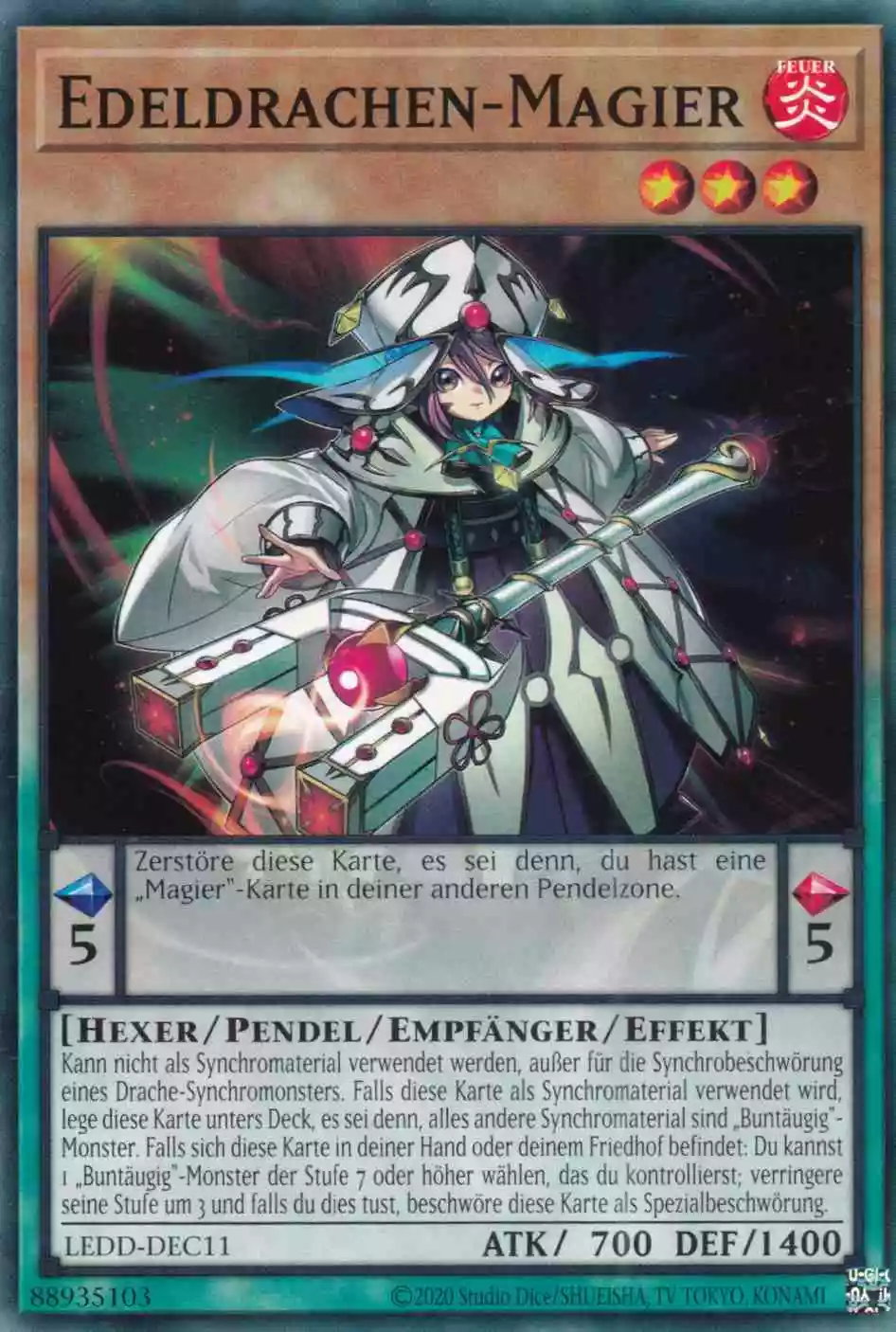 Edeldrachen-Magier LEDD-DEC11 ist in Common Yu-Gi-Oh Karte aus Legendary Dragon Decks unlimitiert