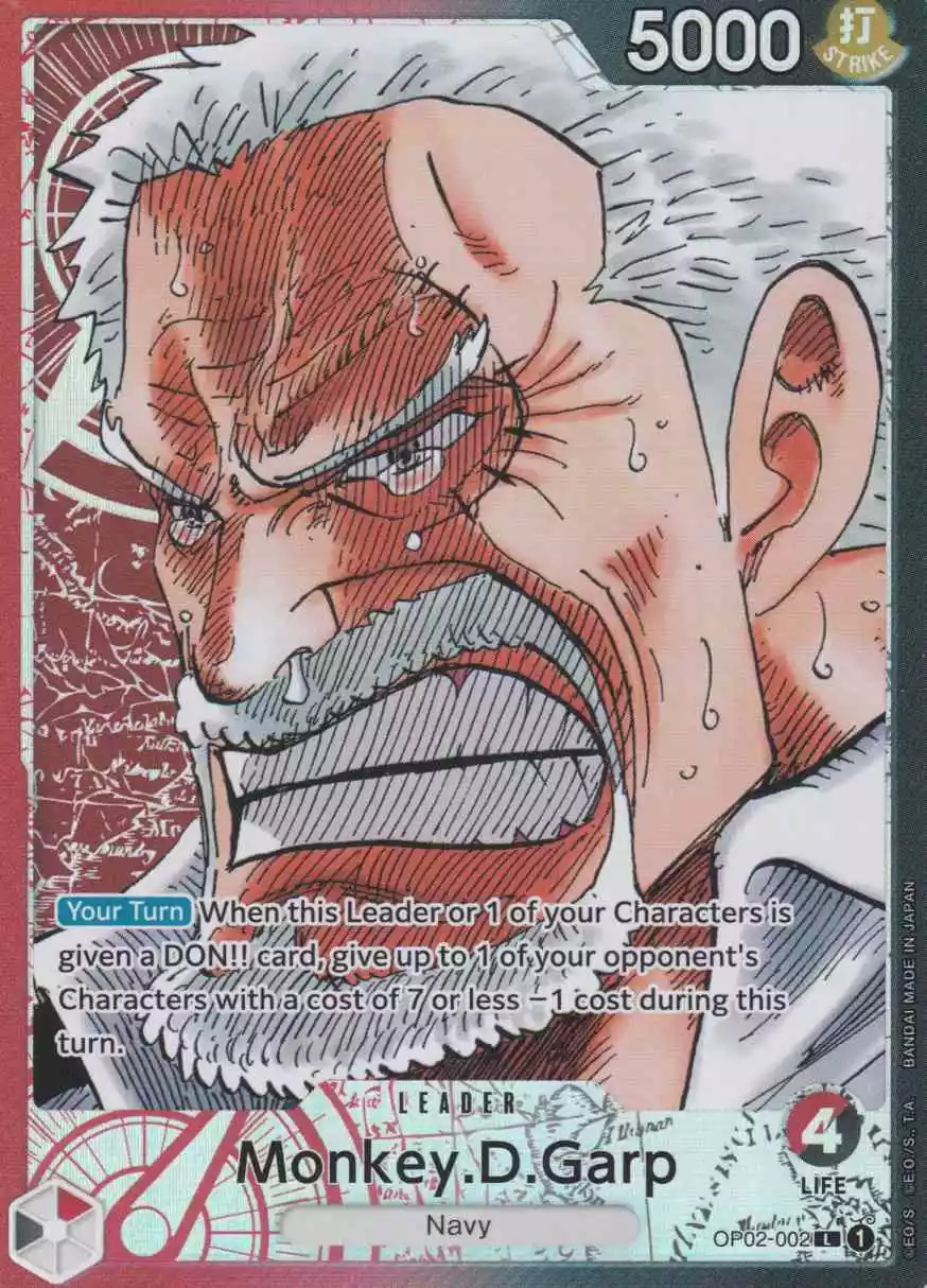 op02-002-a-monkey-d-garp-parallel-leader-paramount-war-op-02 Monkey.D.Garp (Parallel) OP02-002 ist in Leader. Die One Piece Karte ist aus Paramount War OP-02 in Parallel Alternative Art.