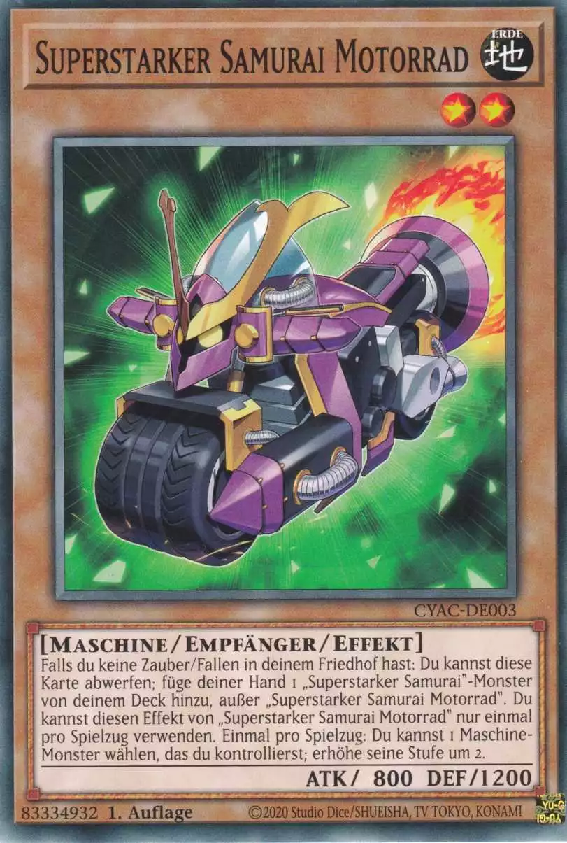 Superstarker Samurai Motorrad CYAC-DE003 ist in Common Yu-Gi-Oh Karte aus Cyberstorm Access 1.Auflage
