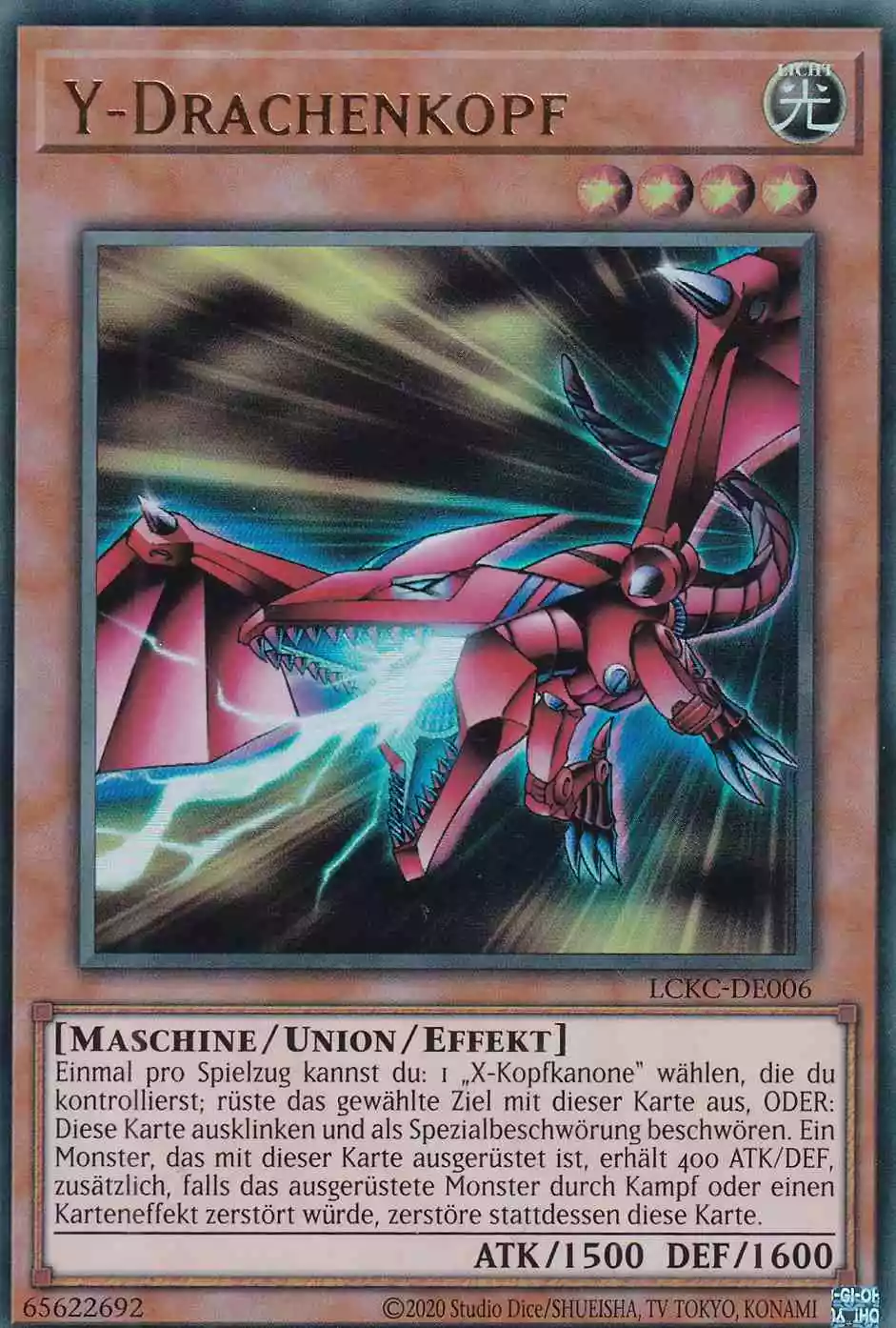 Y-Drachenkopf LCKC-DE006 ist in Ultra Rare Yu-Gi-Oh Karte aus Legendary Collection Kaiba unlimitiert