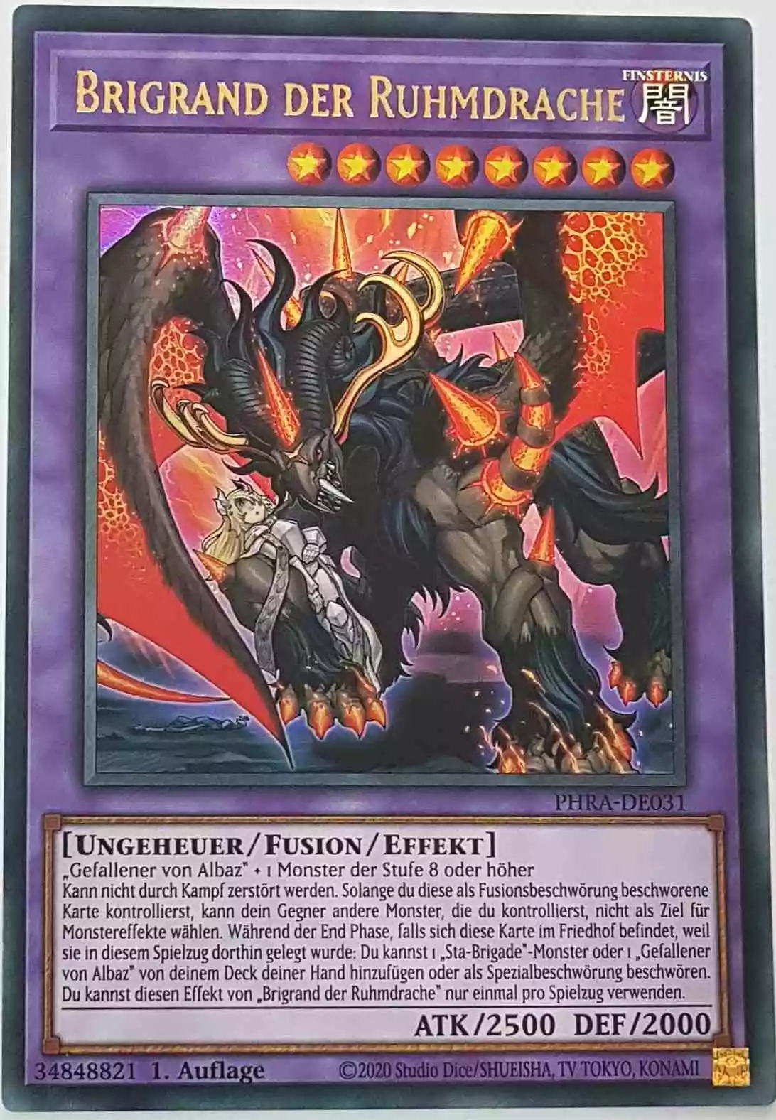 Brigrand der Ruhmdrache PHRA-DE031 ist in Ultra Rare Yu-Gi-Oh Karte aus Phantom Rage 1. Auflage