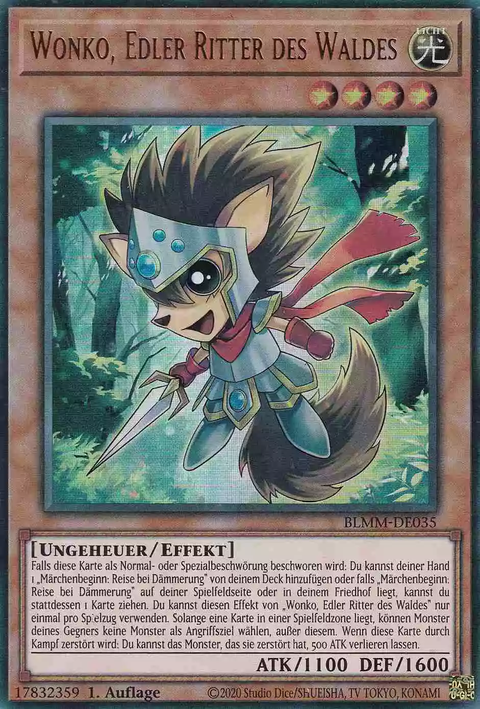 Wonko, Edler Ritter des Waldes Ultra Rare BLMM-DE035 Yugioh Karte Wonko, Edler Ritter des Waldes BLMM-DE035 ist in Ultra Rare Yu-Gi-Oh Karte aus Battles of Legend Monster Mayhem 1.Auflage
