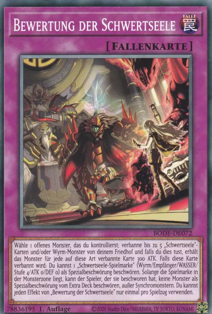 Bewertung der Schwertseele BODE-DE072 ist in Common Yu-Gi-Oh Karte aus Burst of Destiny 1.Auflage