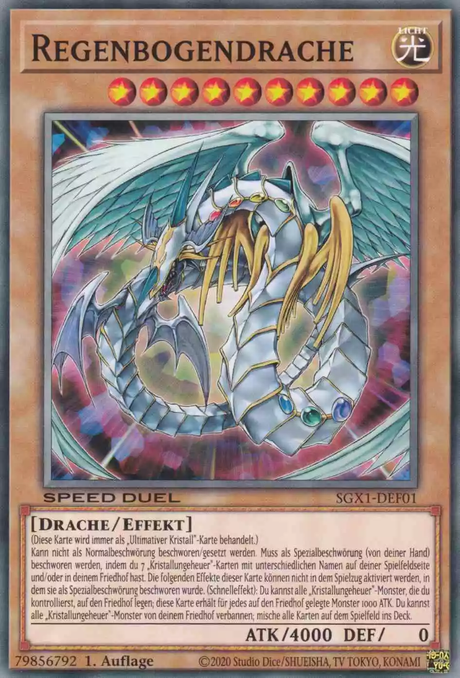 Regenbogendrache SGX1-DEF01 ist in Common Yu-Gi-Oh Karte aus Speed Duel GX Duel Academy Box 1.Auflage