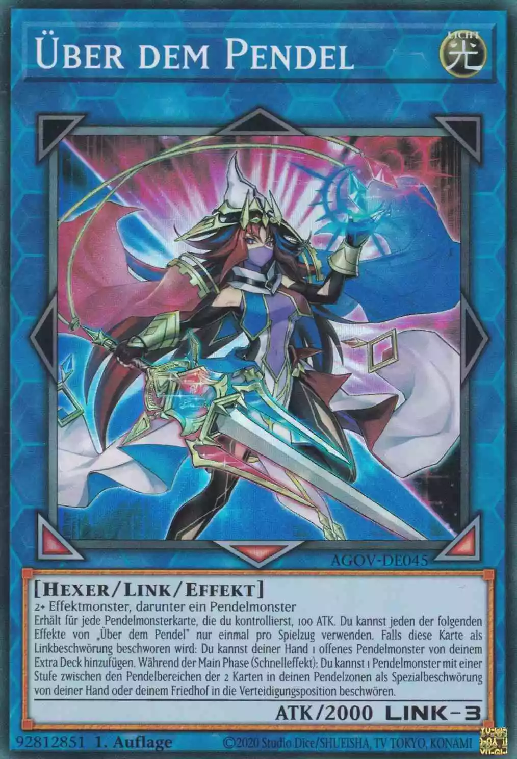 Über dem Pendel AGOV-DE045 ist in Super Rare Yu-Gi-Oh Karte aus Age of Overlord 1.Auflage