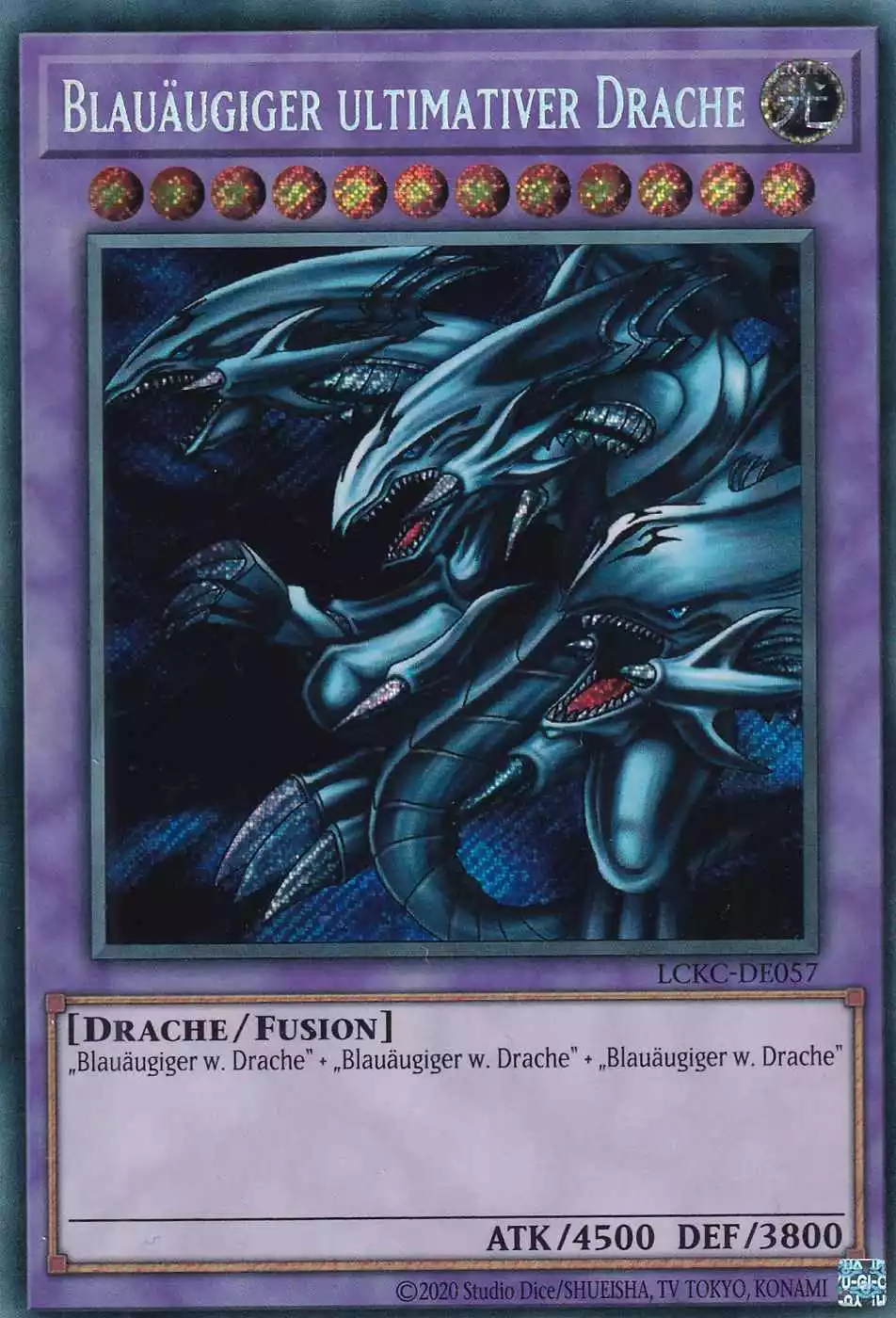 Blauäugiger ultimativer Drache LCKC-DE057 ist in Secret Rare Yu-Gi-Oh Karte aus Legendary Collection Kaiba unlimitiert