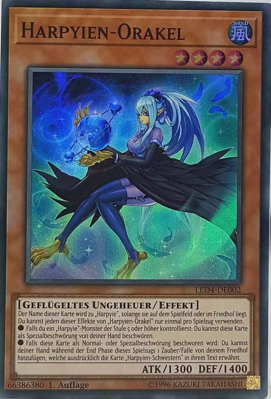 Harpyien-Orakel LED4-DE002 ist in Super Rare Yu-Gi-Oh Karte aus Legendary Duelists Sisters of the Rose 1. Auflage