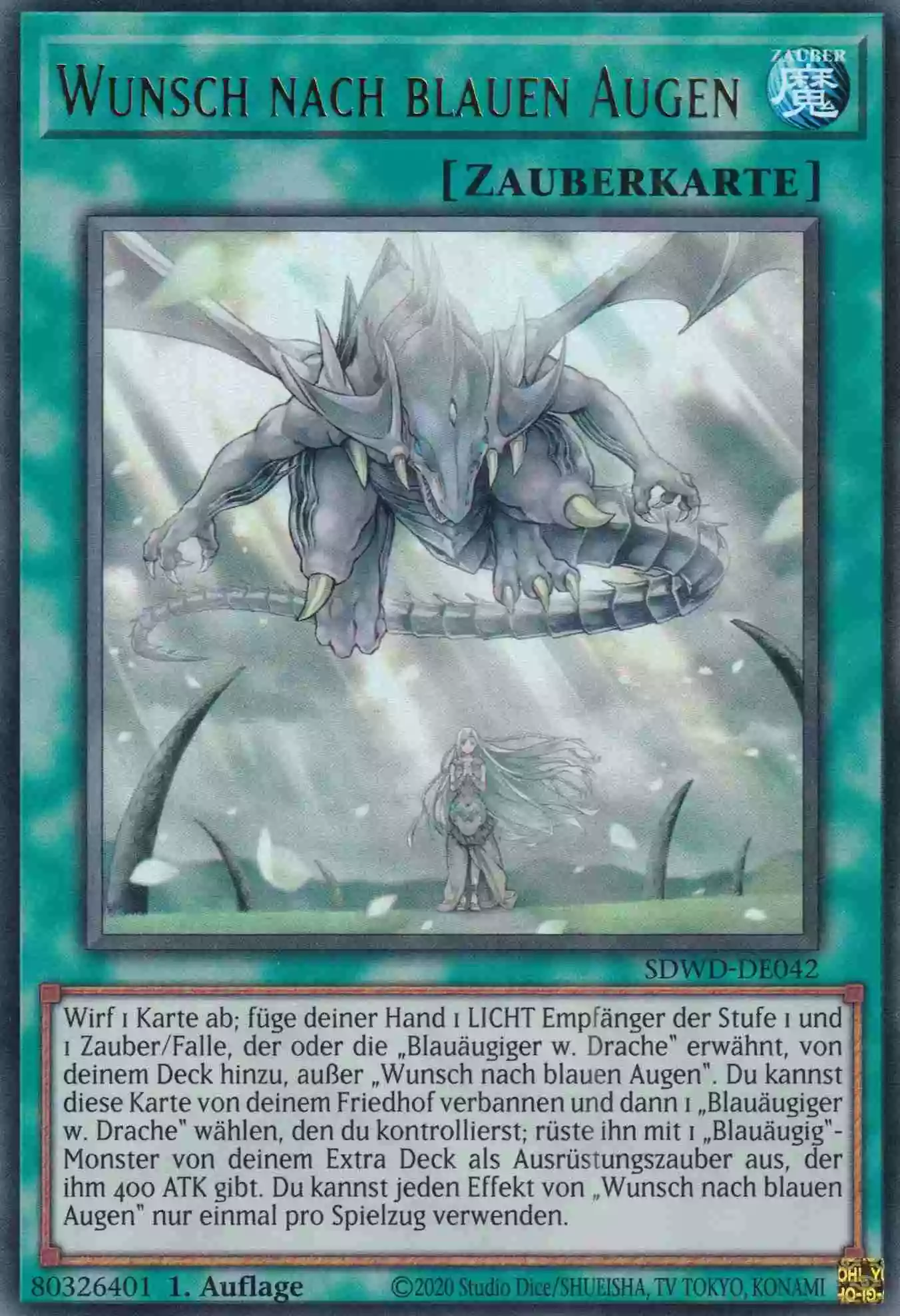 Wunsch nach blauen Augen SDWD-DE042 ist in Ultra Rare Yu-Gi-Oh Karte aus Blue-Eyes White Destiny 1.Auflage