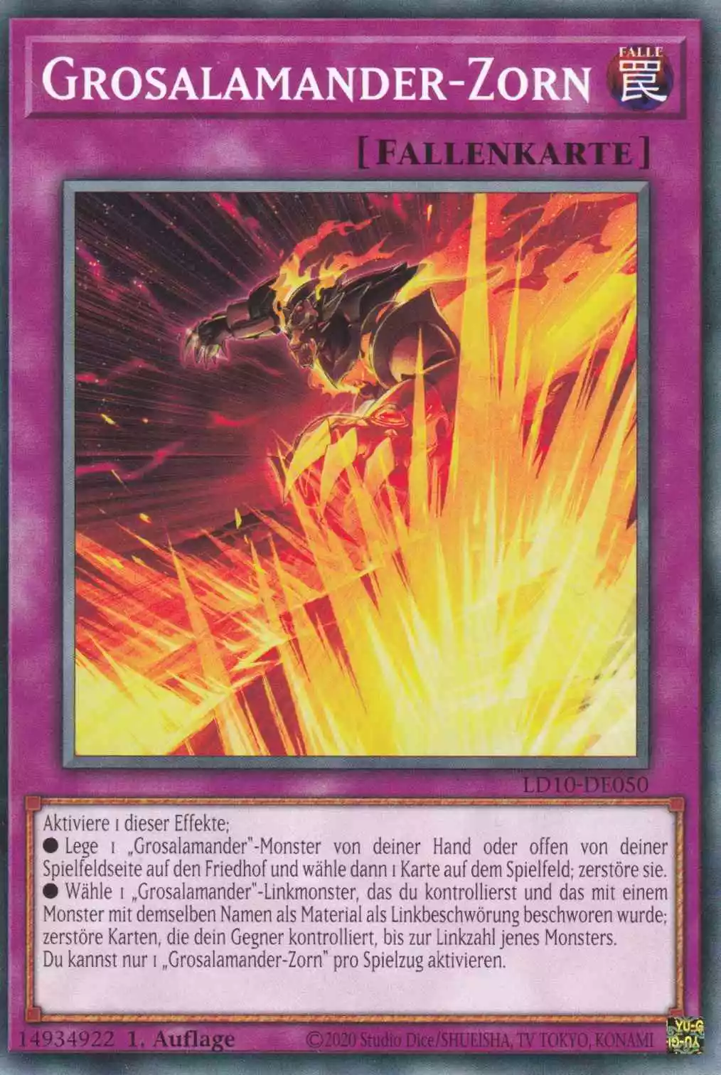 Grosalamander-Zorn LD10-DE050 ist in Common Yu-Gi-Oh Karte aus Legendary Duelists Soulburning Volcano 1.Auflage