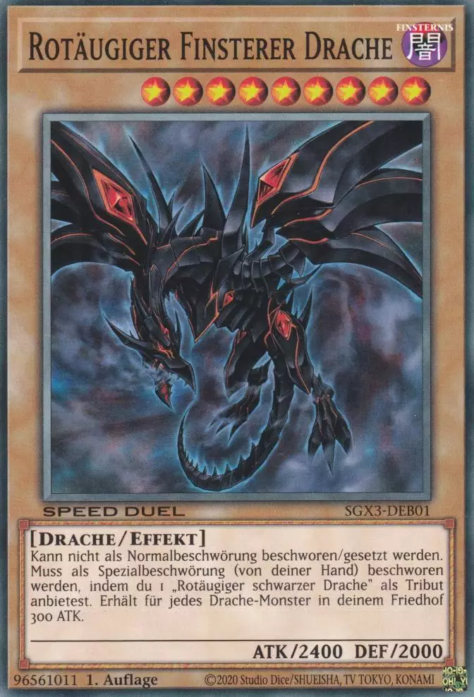 Rotäugiger Finsterer Drache SGX3-DEB01 ist in Common Yu-Gi-Oh Karte aus Speed Duel GX: Duelists of Shadows 1.Auflage