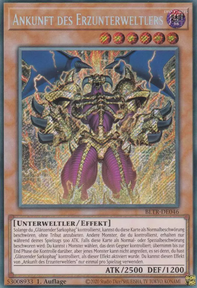 Ankunft des Erzunterweltlers BLTR-DE046 ist in Secret Rare Yu-Gi-Oh Karte aus Battles of Legend Terminal Revenge 1.Auflage