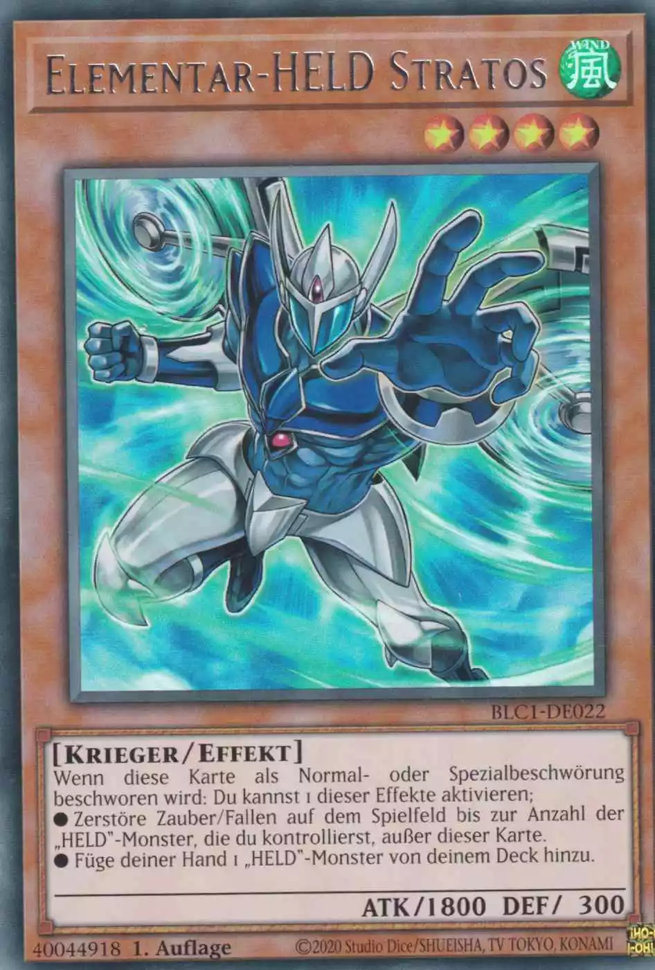 Elementar-HELD Stratos BLC1-DE022 ist in Silber Ultra Rare Yu-Gi-Oh Karte aus Battles of Legend Chapter 1 1.Auflage