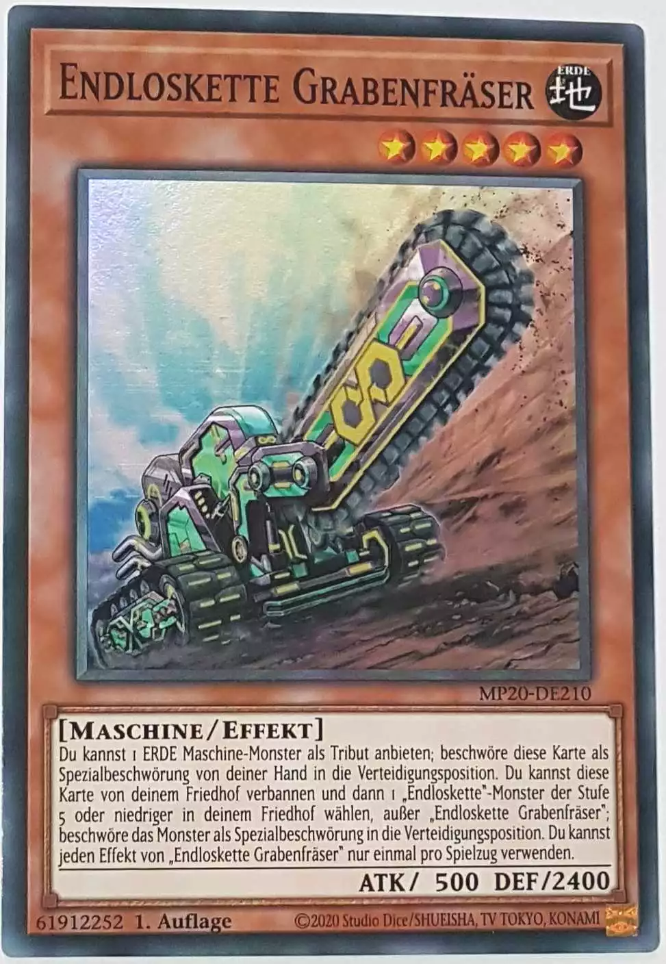 Endloskette Grabenfräser MP20-DE210 ist in Super Rare Yu-Gi-Oh Karte aus 2020 Tin of Lost Memories 1.Auflage