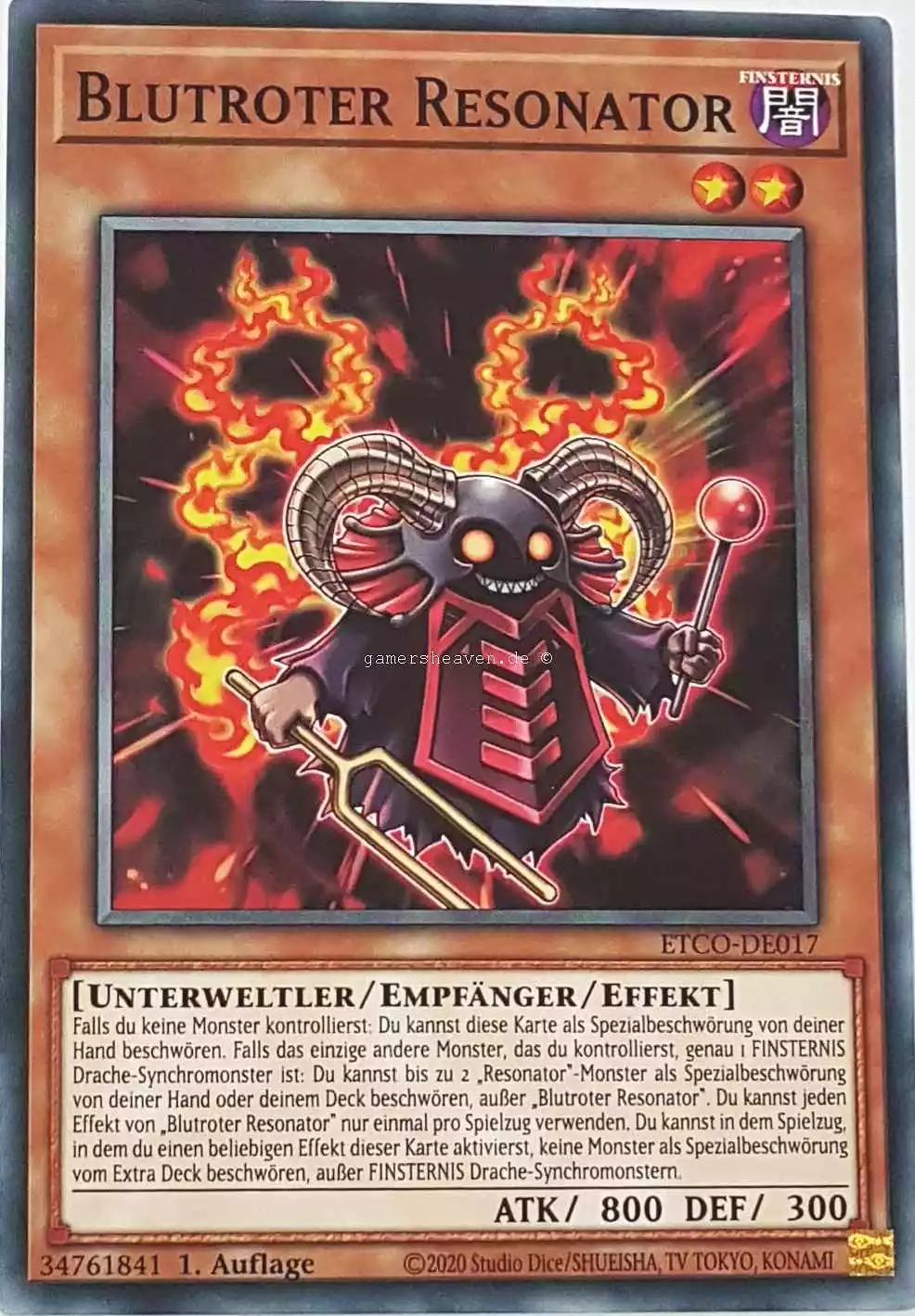 Blutroter Resonator ETCO-DE017 ist in Common Yu-Gi-Oh Karte aus Eternity Code 1.Auflage