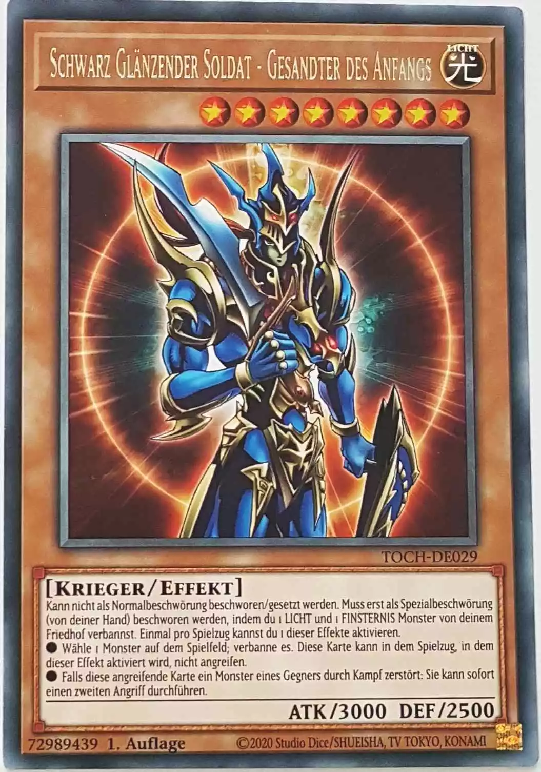 Schwarz Glänzender Soldat - Gesandter des Anfangs TOCH-DE029 ist in Rare Yu-Gi-Oh Karte aus Toon Chaos 1.Auflage