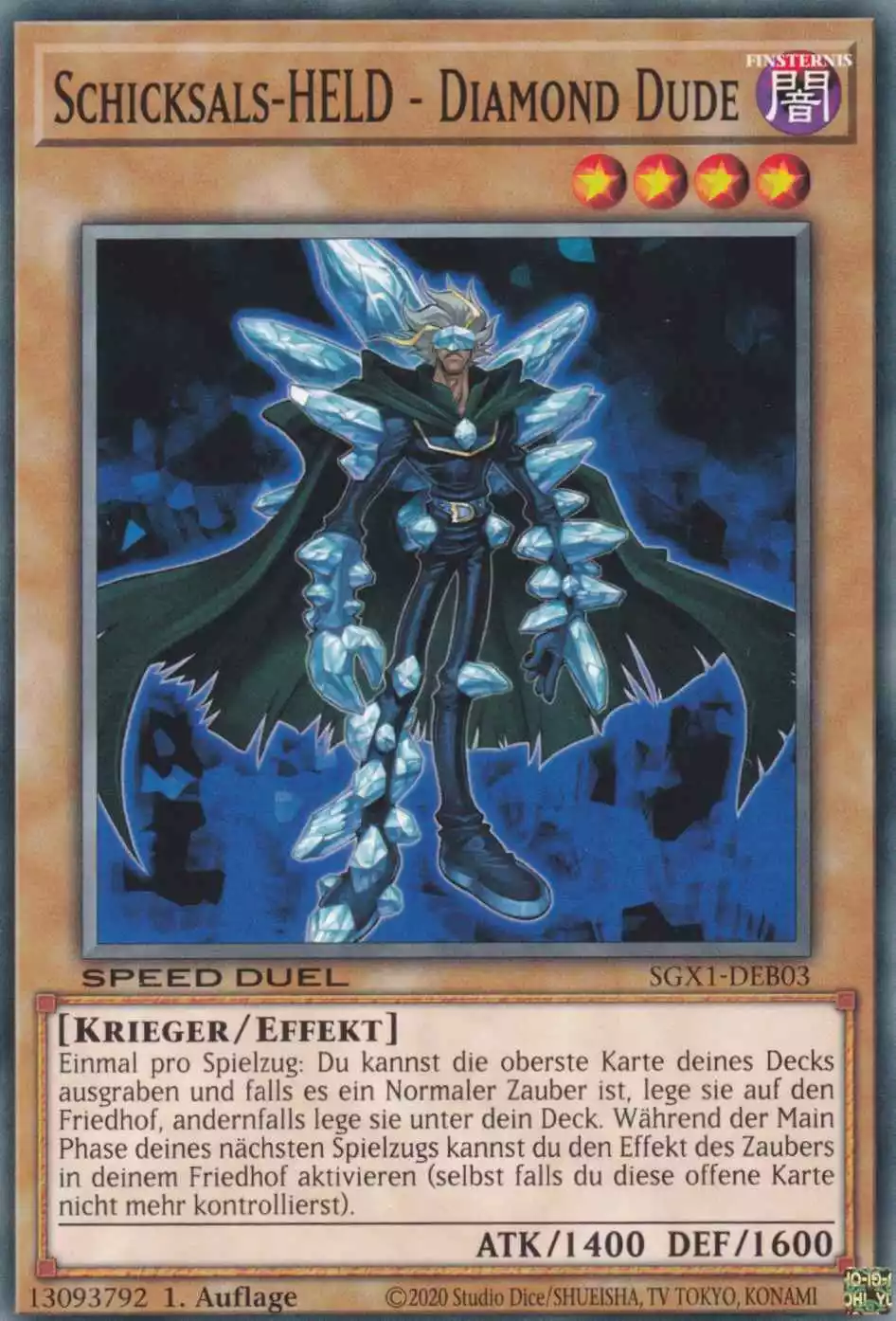 Schicksals-HELD - Diamond Dude SGX1-DEB03 ist in Common Yu-Gi-Oh Karte aus Speed Duel GX Duel Academy Box 1.Auflage