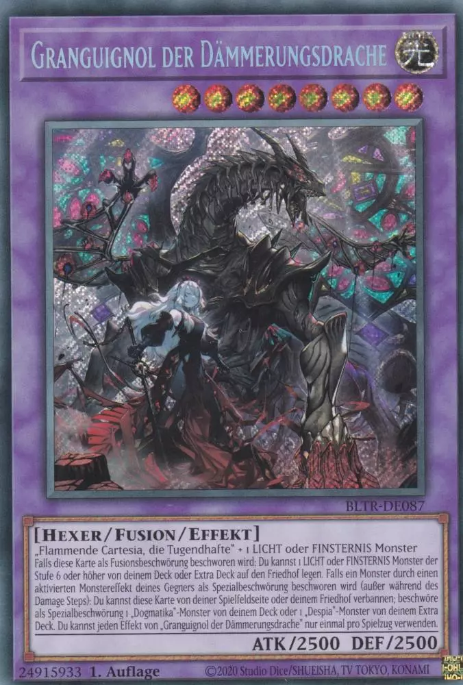 Granguignol der Dämmerungsdrache BLTR-DE087 ist in Secret Rare Yu-Gi-Oh Karte aus Battles of Legend Terminal Revenge 1.Auflage