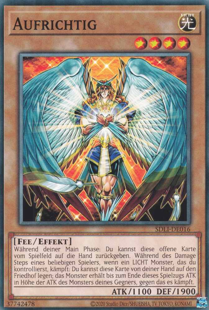 Aufrichtig SDLI-DE016 ist in Common Yu-Gi-Oh Karte aus Realm Of Light unlimitiert