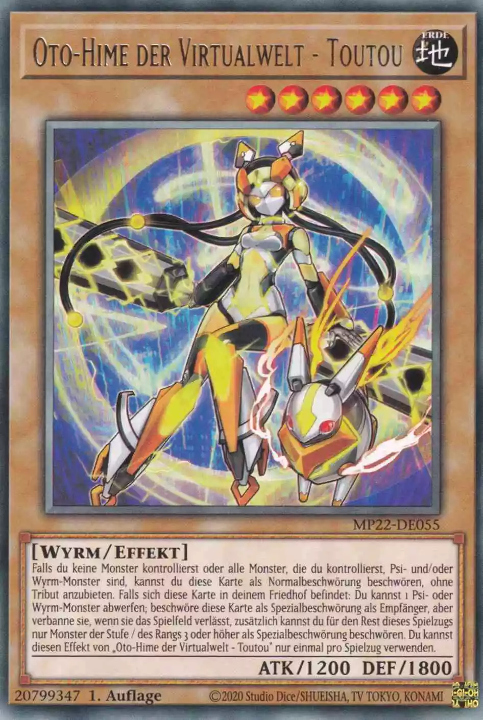 Oto-Hime der Virtualwelt - Toutou MP22-DE055 ist in Rare Yu-Gi-Oh Karte aus Tin of the Pharaoh’s Gods 1.Auflage