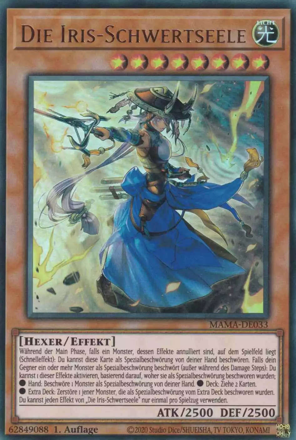 Die Iris-Schwertseele MAMA-DE033 ist in Ultra Rare Yu-Gi-Oh Karte aus Magnificent Mavens 1.Auflage