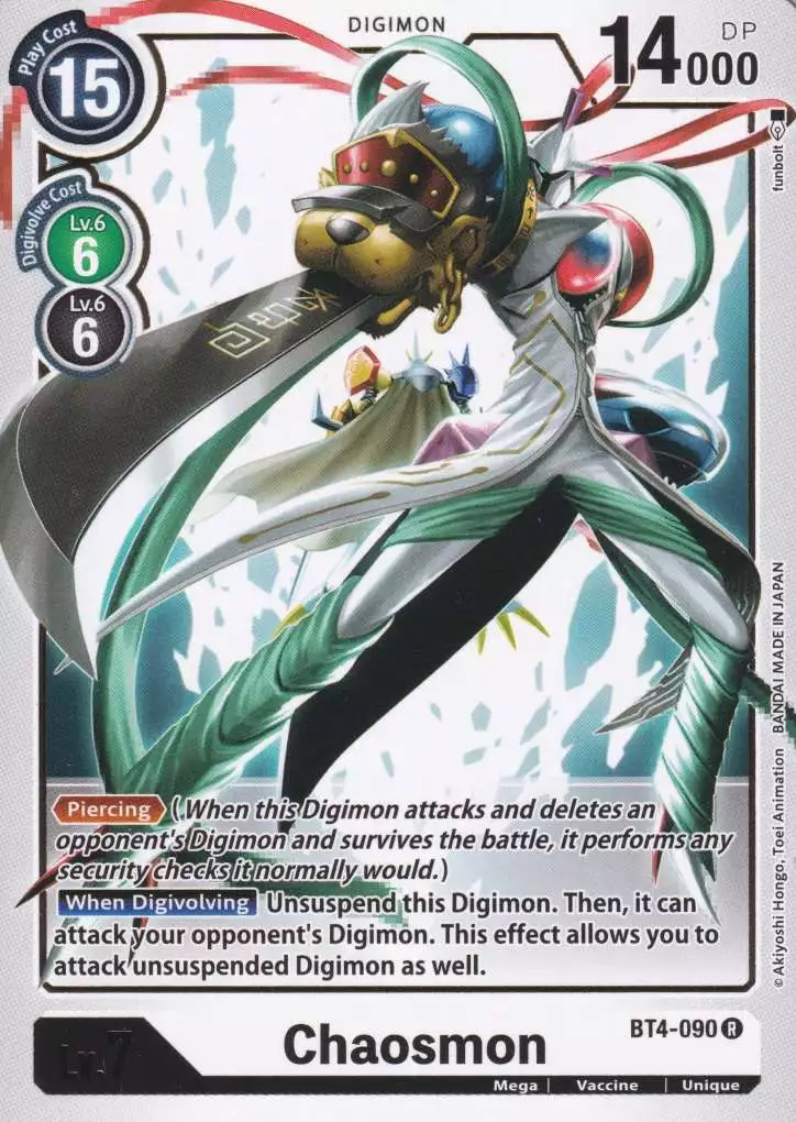 bt4-090-chaosmon-rare-great-legend-bt04 Chaosmon BT4-090 ist in Rare. Die Digimon Karte ist aus Great Legend BT04