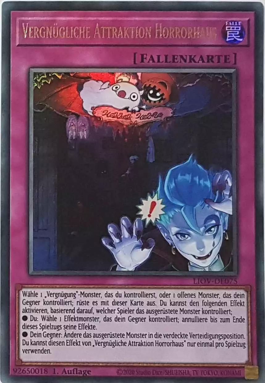 Vergnügliche Attraktion Horrorhaus LIOV-DE075 ist in Ultra Rare Yu-Gi-Oh Karte aus Lightning Overdrive 1.Auflage