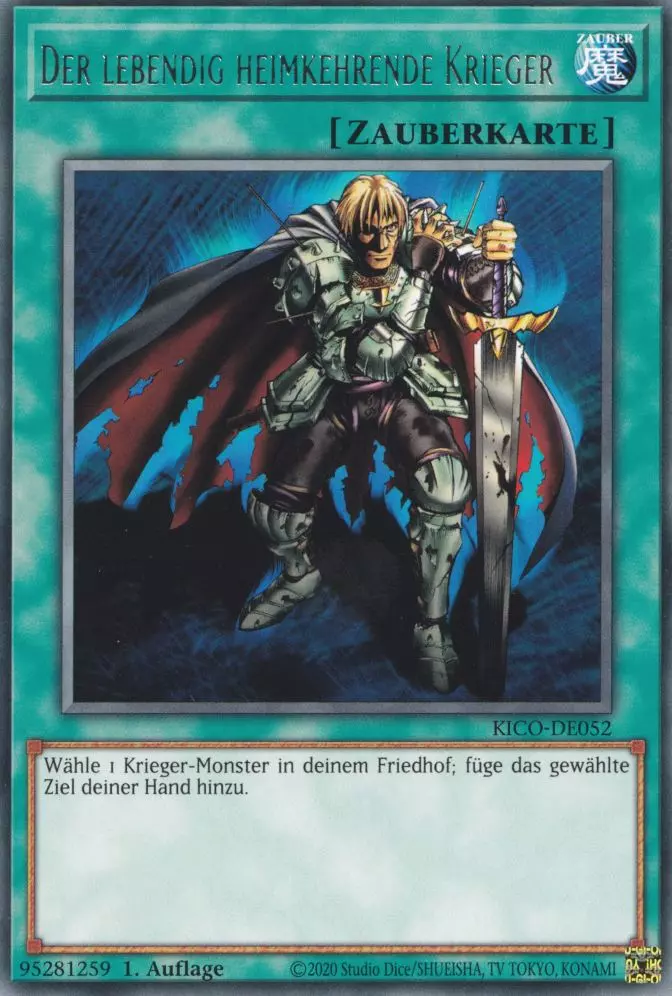 Der lebendig heimkehrende Krieger KICO-DE052 ist in Rare Yu-Gi-Oh Karte aus King's Court 1.Auflage