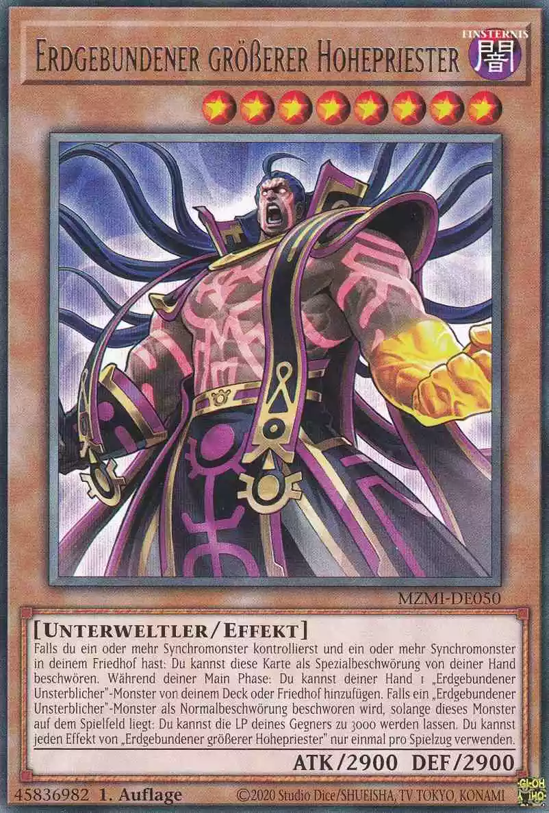 Erdgebundener größerer Hohepriester MZMI-DE050 ist in Rare Yu-Gi-Oh Karte aus Maze of Millennia 1.Auflage