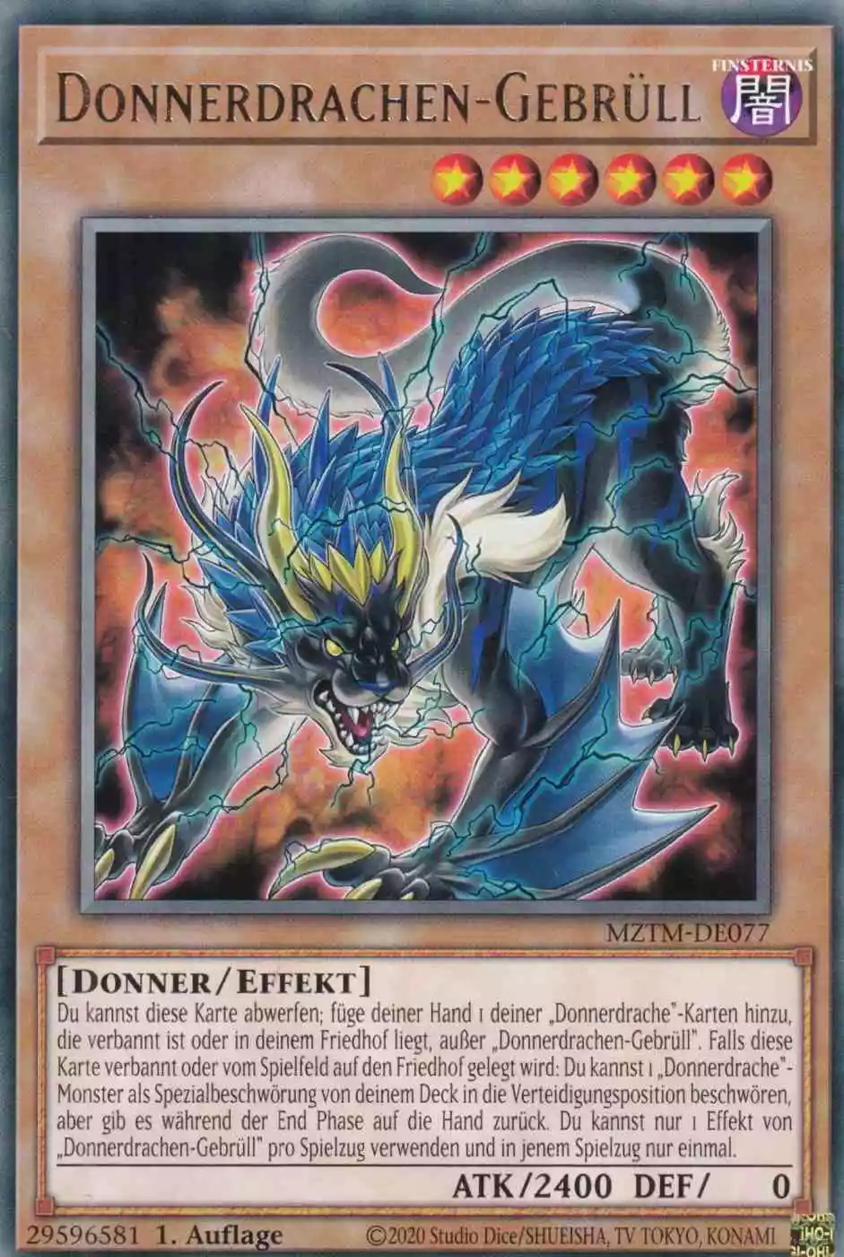 Donnerdrachen-Gebrüll MZTM-DE077 ist in Rare Yu-Gi-Oh Karte aus Maze of the Master 1.Auflage