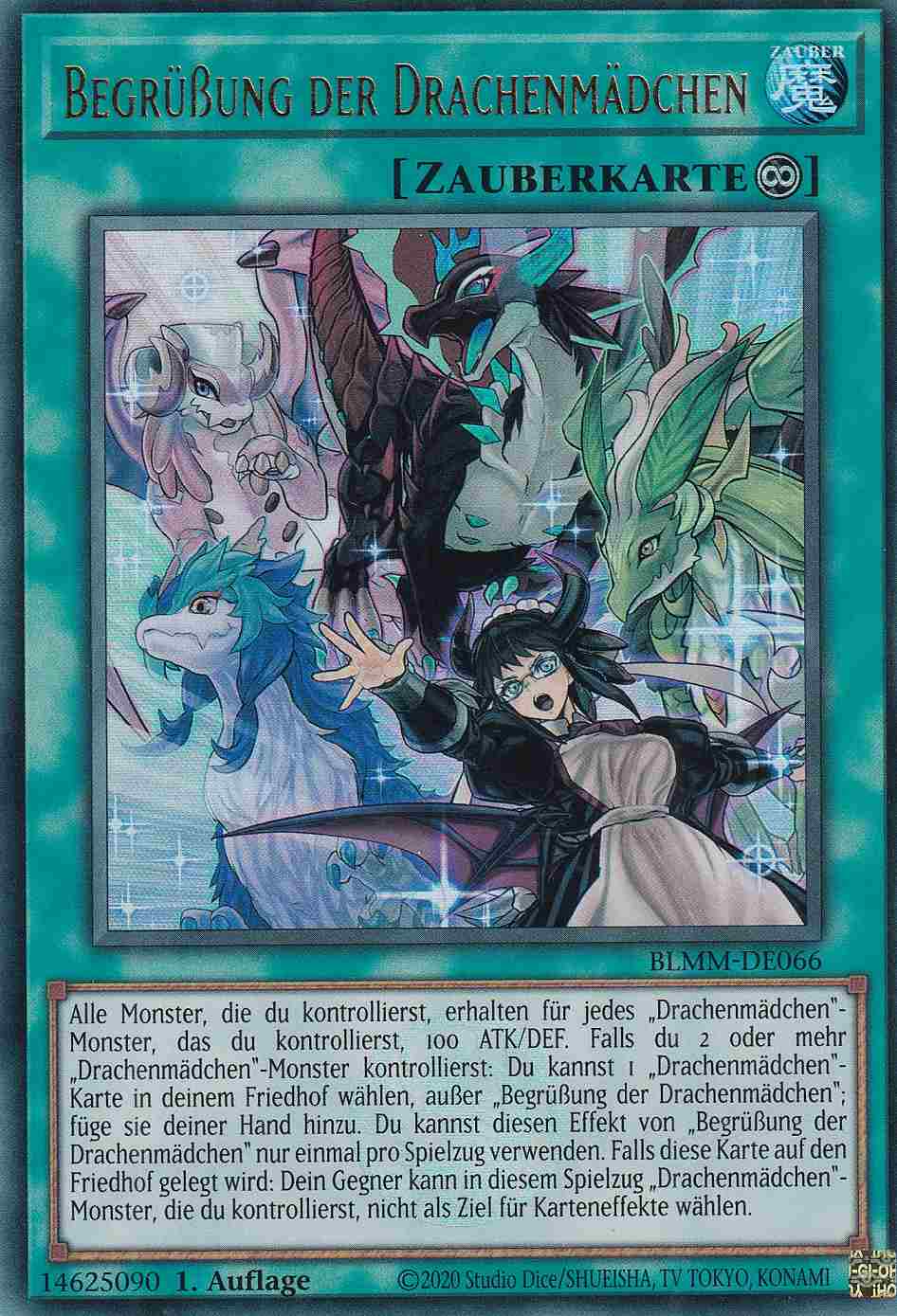 Begrüßung der Drachenmädchen BLMM-DE066 ist in Ultra Rare Yu-Gi-Oh Karte aus Battles of Legend Monster Mayhem 1.Auflage