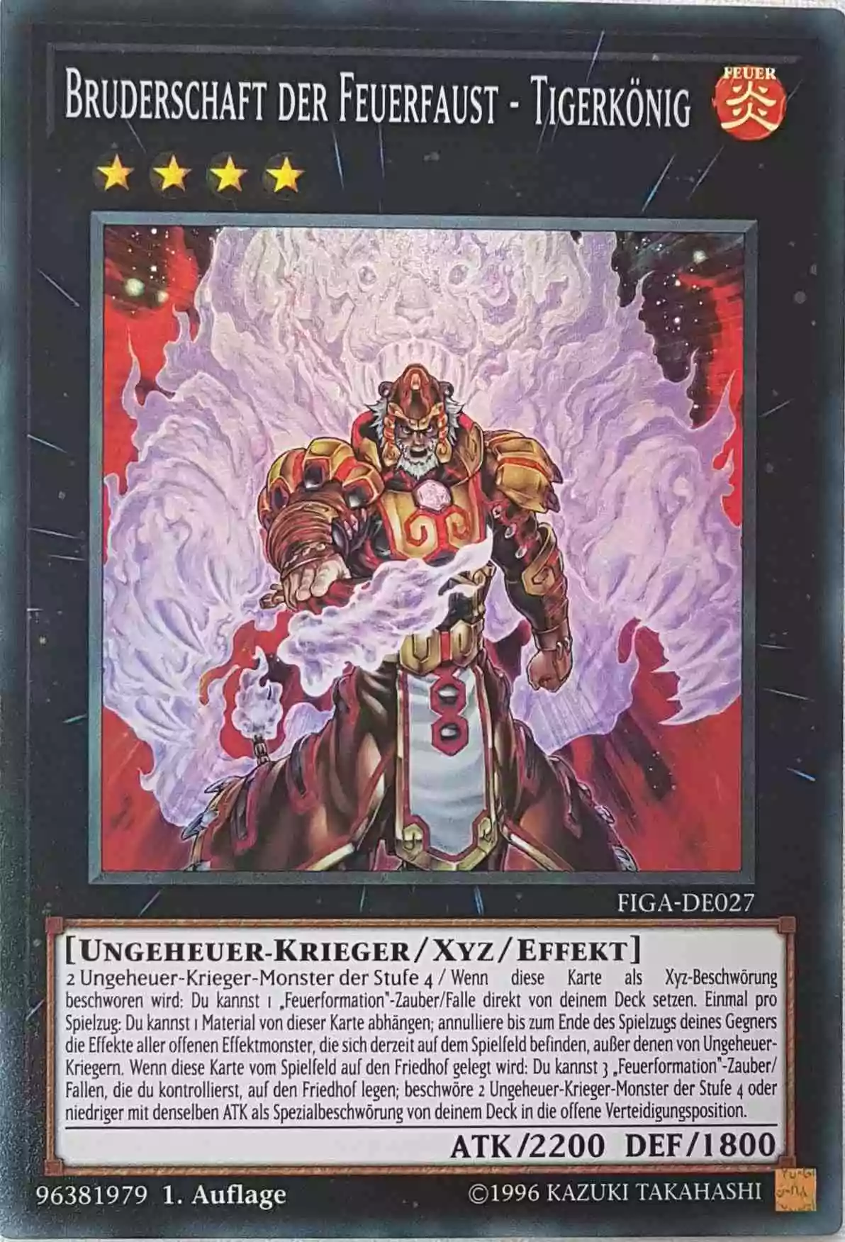 Bruderschaft der Feuerfaust - Tigerkönig FIGA-DE027 ist in Super Rare Yu-Gi-Oh Karte aus Fists of the Gadgets 1.Auflage