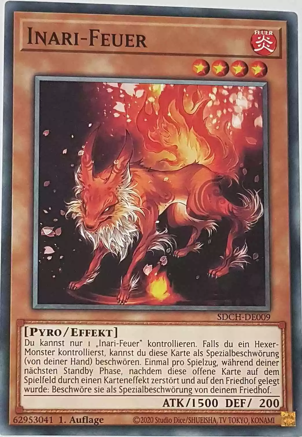 Inari-Feuer SDCH-DE009 ist in Common Yu-Gi-Oh Karte aus Spirit Charmers 1. Auflage