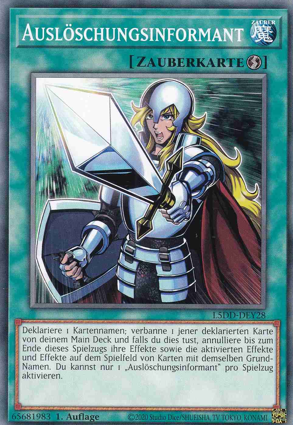 Auslöschungsinformant Common L5DD-DEY28 Yugioh Karte Auslöschungsinformant L5DD-DEY28 ist in Common Yu-Gi-Oh Karte aus Legendary 5D’s Decks 1.Auflage