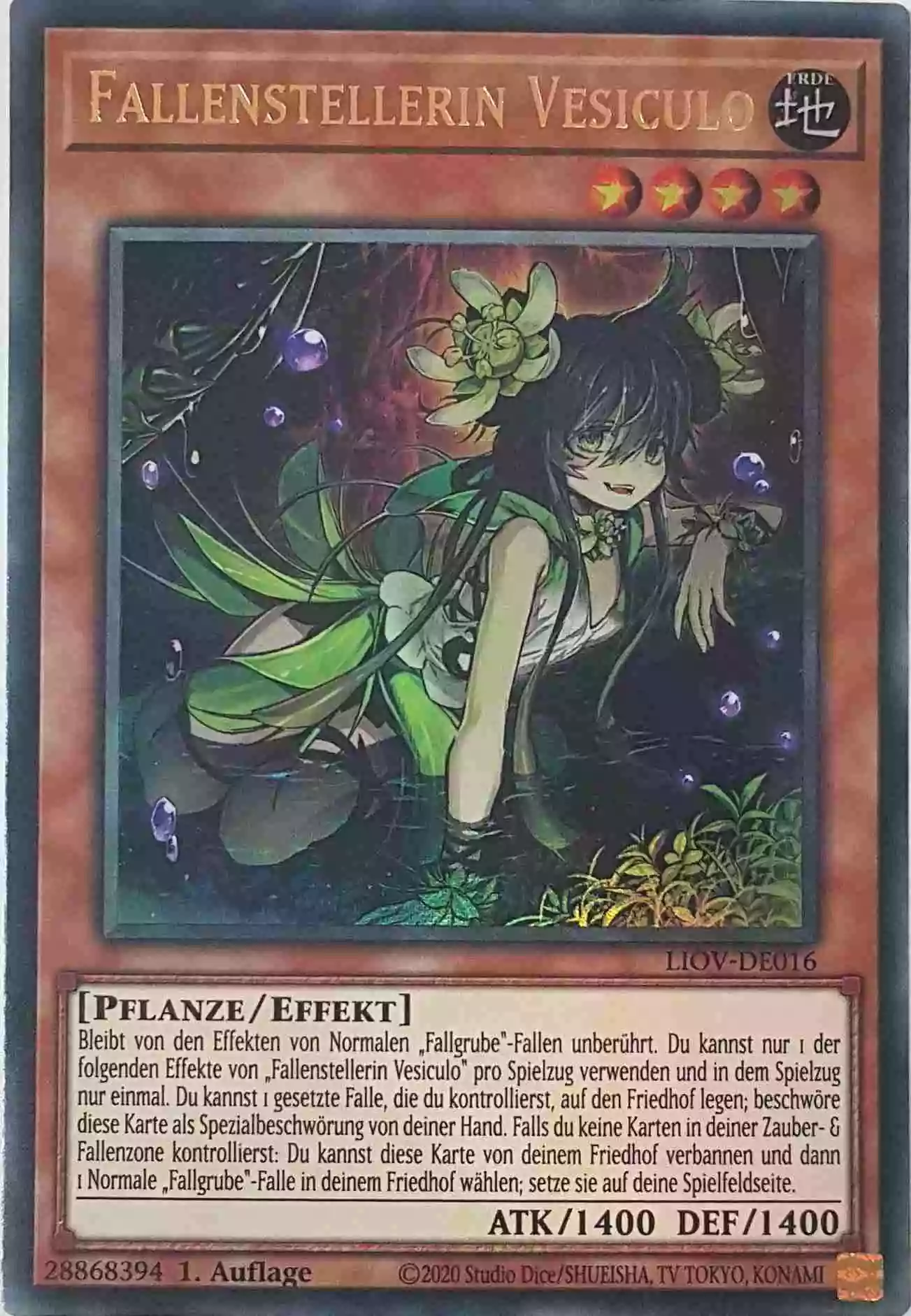 Fallenstellerin Vesiculo LIOV-DE016 ist in Ultra Rare Yu-Gi-Oh Karte aus Lightning Overdrive 1.Auflage